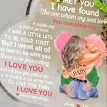 Personalized Watercolour Love You Complete Me Heart Acrylic Plaque with Name and Characters Valentine's Day Anniversary Gift for Couple
