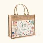 Personalisierte Nähen Thema Jute Tasche mit Segeltuch Tasche Tote Bag Geburtstag Muttertag Geschenk für Nähen Liebhaber
