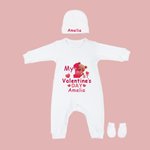 Henkilökohtainen My 1st Ystävänpäivä Cotton pitkähihainen Baby Bodysuit kanssa Rakkaus Bear ja nimi lahja vauvan vauvalle Infantti