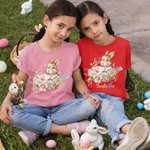 Gepersonaliseerd gebloemd Bunny Kid T-shirt Baby Onesie met naam Kinderen Paaskostuum Verjaardag Vakantiegeschenk voor Kid Newborn