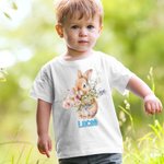 Gepersonaliseerd gebloemd Bunny Kid T-shirt Baby Onesie met naam Kinderen Paaskostuum Verjaardag Vakantiegeschenk voor Kid Newborn