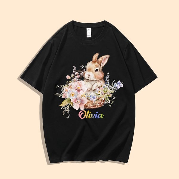 Maglietta personalizzata coniglietto floreale Bambino Onesie con nome Bambini Costume di Pasqua Compleanno Regalo di festa per bambino Neonato