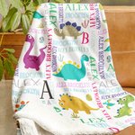 Manta de forro polar personalizada con el nombre del dinosaurio regalo de cumpleaños para niño