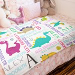 Manta de forro polar personalizada con el nombre del dinosaurio regalo de cumpleaños para niño