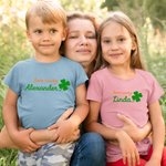 Trébol de cuatro hojas de la suerte personalizado 100% algodón Camisa de niño con nombre St Patrick's Day Regalo para niños