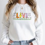 Personalisierte niedlichen Hase Huhn Muster Name Ostern Shirt Sweatshirt Baby Onesie Eltern-Kinder-Kleidung Ostern Geschenk für Familie