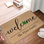 Henkilökohtainen Lucky Four Leaf Clover Non-Slip Welcome Doormat Home Decoration St. Patrickin päivä Housewarming lahja perheelle
