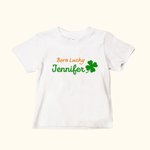 Trébol de cuatro hojas de la suerte personalizado 100% algodón Camisa de niño con nombre St Patrick's Day Regalo para niños