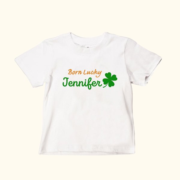 Trébol de cuatro hojas de la suerte personalizado 100% algodón Camisa de niño con nombre St Patrick's Day Regalo para niños