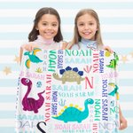 Manta de forro polar personalizada con el nombre del dinosaurio regalo de cumpleaños para niño
