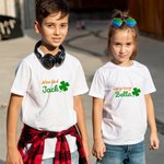 Trébol de cuatro hojas de la suerte personalizado 100% algodón Camisa de niño con nombre St Patrick's Day Regalo para niños