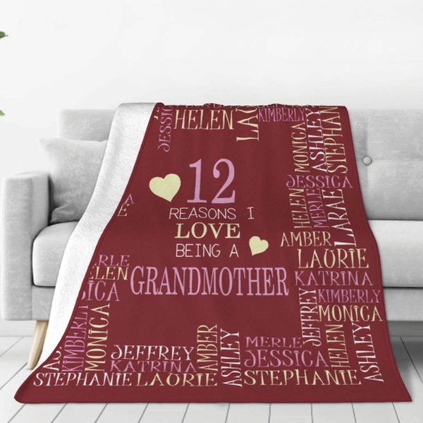 Couverture polaire douce personnalisée Les raisons pour lesquelles j'aime être avec les noms Cadeau pour la famille