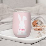 Gobelet Isolant Motif Lapin Mignon Personnalisé avec Nom et Texte 350ml Cadeau d'Anniversaire de Pâques de Vacances pour Famille Enfants