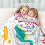 Manta de forro polar personalizada con el nombre del dinosaurio regalo de cumpleaños para niño