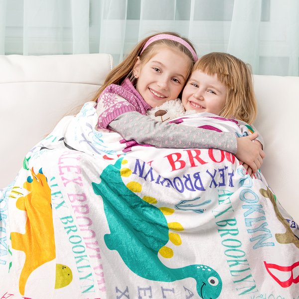 Manta de forro polar personalizada con el nombre del dinosaurio regalo de cumpleaños para niño