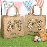 Personifierad The Hunt Is On Jute Toteväska med kamouflagehare och namn Påskpresent till barn