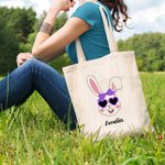 Spersonalizowana płócienna torba Cute Rabbit Bunny z kolorowym imieniem Urodzinowy prezent wielkanocny dla dziecka
