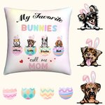 Funda de almohada personalizada My Favorite Bunnies Bubble Color con avatar de mascota y huevos de Pascua Regalo de cumpleaños para dueños amantes de 