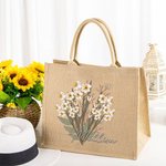Personalisierte Geburtsblumen-Strauß Jute Tasche mit Namen Strand Urlaub Brautparty Geburtstag Geschenk für Meer-Liebhaber