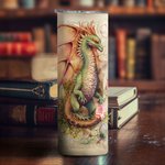 Libro Personalizado Dragón 20oz Skinny Vaso con Tapa Pajita Cepillo de Limpieza Nombre Taza de café Regalo de cumpleaños para el lector amante del dra