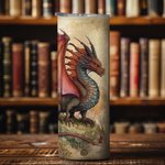 Libro Personalizado Dragón 20oz Skinny Vaso con Tapa Pajita Cepillo de Limpieza Nombre Taza de café Regalo de cumpleaños para el lector amante del dra