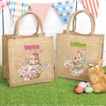 Bolsa de arpillera de yute con nombre para regalo de cumpleaños de Pascua para niños