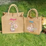 Bolsa de arpillera de yute con nombre para regalo de cumpleaños de Pascua para niños