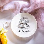 Personalised Floral Book Ceramic Ring Jewellery Dish Valentine's Day Birthday Gift for Her Book Lover