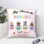 Funda de almohada personalizada My Favorite Bunnies Bubble Color con avatar de mascota y huevos de Pascua Regalo de cumpleaños para dueños amantes de 