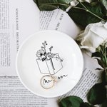 Personalised Floral Book Ceramic Ring Jewellery Dish Valentine's Day Birthday Gift for Her Book Lover