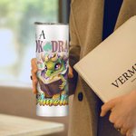Personalisierte Ich bin Buch Drache 20oz Skinny Becher mit Strohhalm und Reinigungsbürste Cartoon Kaffeetasse Geburtstag Geschenk für Leser Drachenlie