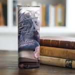 Personalisierte Blumenbuch Drache 20oz Skinny Tumbler mit Strohhalm und Reinigungsbürste tragbare Kaffeetasse Geburtstagsgeschenk für Leser Drachenlie