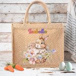 Bolsa de arpillera de yute con nombre para regalo de cumpleaños de Pascua para niños