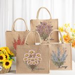Personalisierte Geburtsblumen-Strauß Jute Tasche mit Namen Strand Urlaub Brautparty Geburtstag Geschenk für Meer-Liebhaber