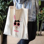 Spersonalizowana płócienna torba Cute Rabbit Bunny z kolorowym imieniem Urodzinowy prezent wielkanocny dla dziecka