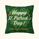 Personalized St. Patrick's Day Four Leaf Clover Throw Pillow Cover Home Couch Decoration with Text Gift for Family