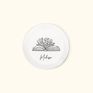 Personalised Floral Book Ceramic Ring Jewellery Dish Valentine's Day Birthday Gift for Her Book Lover