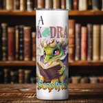 Personalisierte Ich bin Buch Drache 20oz Skinny Becher mit Strohhalm und Reinigungsbürste Cartoon Kaffeetasse Geburtstag Geschenk für Leser Drachenlie