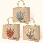 Personalisierte Geburtsblumen-Strauß Jute Tasche mit Namen Strand Urlaub Brautparty Geburtstag Geschenk für Meer-Liebhaber