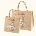 Bolsa de arpillera de yute con nombre para regalo de cumpleaños de Pascua para niños