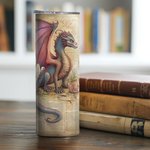 Libro Personalizado Dragón 20oz Skinny Vaso con Tapa Pajita Cepillo de Limpieza Nombre Taza de café Regalo de cumpleaños para el lector amante del dra