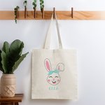 Spersonalizowana płócienna torba Cute Rabbit Bunny z kolorowym imieniem Urodzinowy prezent wielkanocny dla dziecka