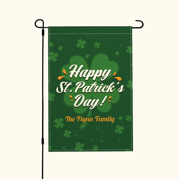 Bandera de bienvenida de doble cara personalizada con texto Happy St Patrick's Day Decoración de jardín Regalo para la familia