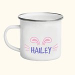 Tasse Émaillée Personnalisée avec Nom et Motif Oreilles de Lapin Cadeau de Pâques pour Enfant