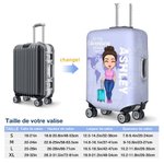Housse de Protection de Valise avec Fermeture Éclair Enveloppe de Bagage Personnalisée avec Personnage Cadeau pour Amateur de Voyage
