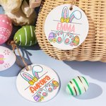 Personalisierte niedliche Hasenohren Keramik Ornament Osterkorb Tag mit Namen Geschenk für Kinder