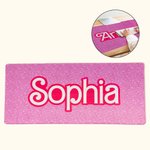 Tapis de souris personnalisé antidérapant Mode Rose avec nom Accessoire de bureau Cadeau pour elle