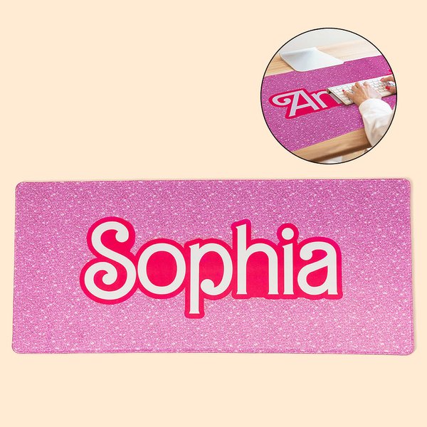 Tapis de souris personnalisé antidérapant Mode Rose avec nom Accessoire de bureau Cadeau pour elle