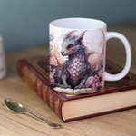 Tazza in ceramica personalizzata con nome, tazza di caffè, regalo di compleanno per lettori e amanti dei draghi.