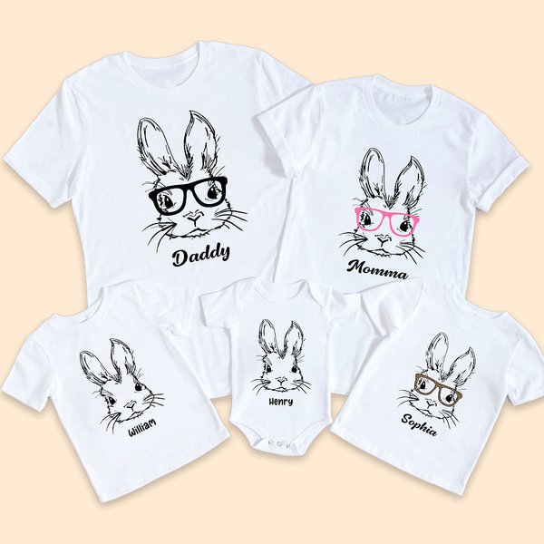 Henkilökohtainen söpö Bunny kuvio nimi pääsiäinen T-paita Baby Onesies Vanhempi-lapset vaatteet pääsiäinen lahja perheelle